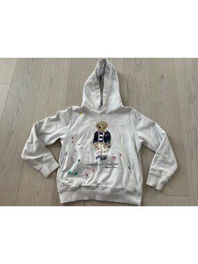 Polo Ralph Lauren Kids Bear Splatter Hoodie White ( 10-12 yrs )